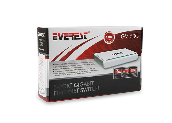 Everest-GM-50G Everest GM-50G 5 Port 1000Mbps Gigabit Ethernet Switch Hub