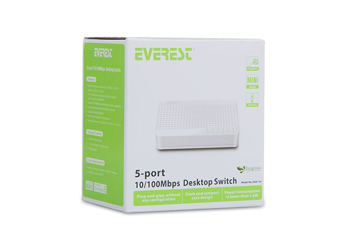 EVEREST-ESW-105 EVEREST ESW-105 5 PORT 10/100Mbps ETHERNET SWITCH / HUB