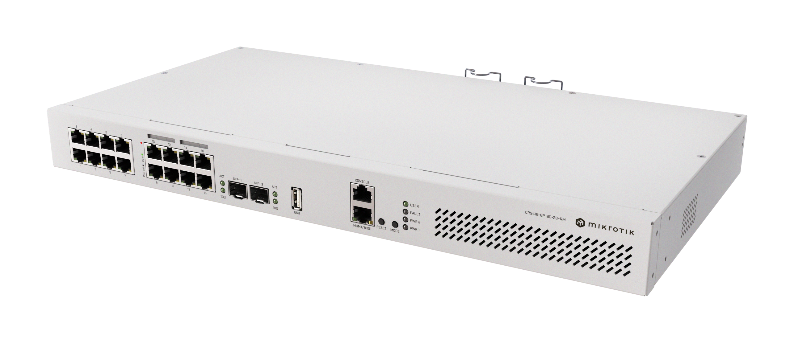 CRS418-8P-8G-2S-PLUS-RM MikroTik Cloud Router Switch 418-8P-8G-2S+RM with RouterOS L5, rackmount case