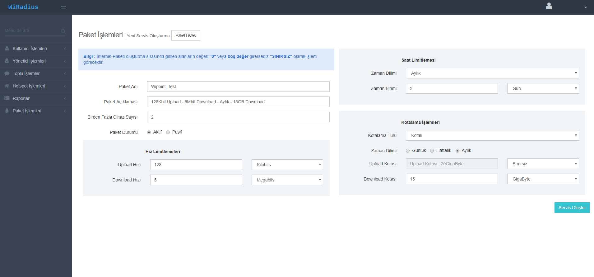 WIPOINT-400 400 ONLINE KULLANICI HOTSPOT VE LOGIN YONETIM / YILLIK